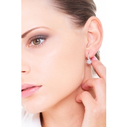 Pendientes flor oro blanco 18K diamantes 2