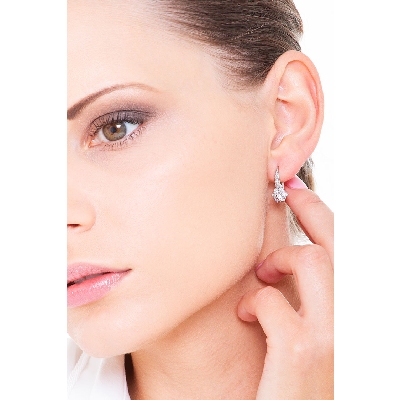 Pendientes flor oro blanco 18K diamantes