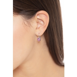 Pendientes oro blanco de 18k con zafiros rosas talla corazón y diamantes 2