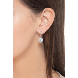 Pendientes en oro blanco 18k con aguamarina y halo diamantes 2
