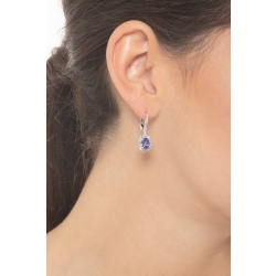 Pendientes en oro blanco 18k con tanzanitas ovaladas y diamantes halo 2