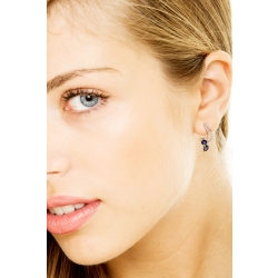 Pendientes mujer de oro blanco de 18k con zafiros azules y diamantes 2