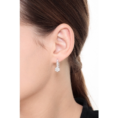 Pendientes ilusión en oro blanco 18k con diamantes