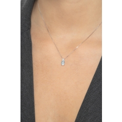 Collar en oro blanco 750 con aguamarina central y diamante 2