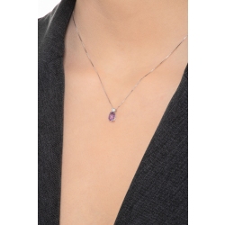 Collar con colgante en oro blanco 18 quilates con diamante y amatista 2