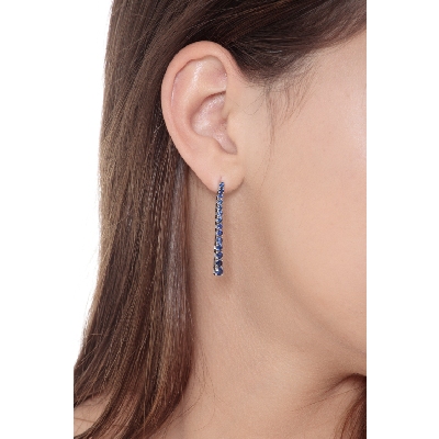 Pendientes tennis or 18 quilates con zafiros azules