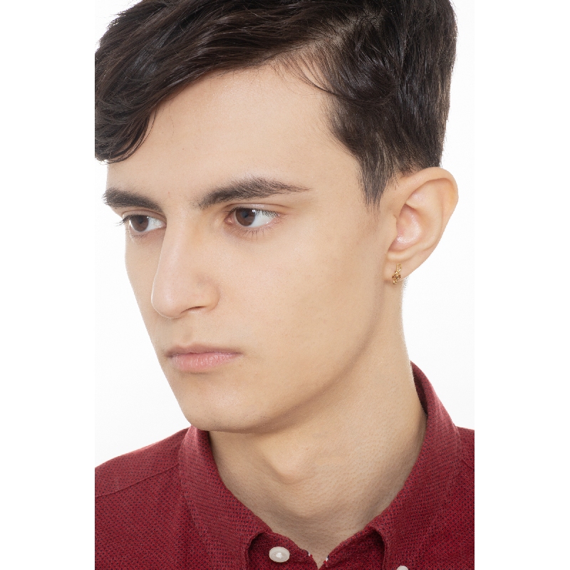 Mono pendiente de oro amarillo de 18 quilates con clave de sol, 12 mm