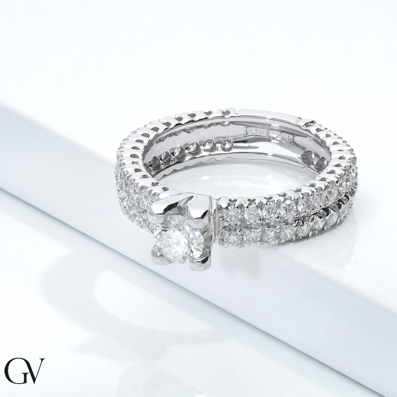 Montura solitario halo banda doble