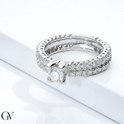 Montura solitario halo banda doble