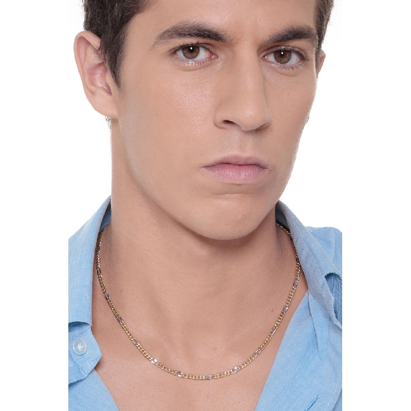 Cadena para hombre en oro amarillo y blanco de 18 kilates cm 50.