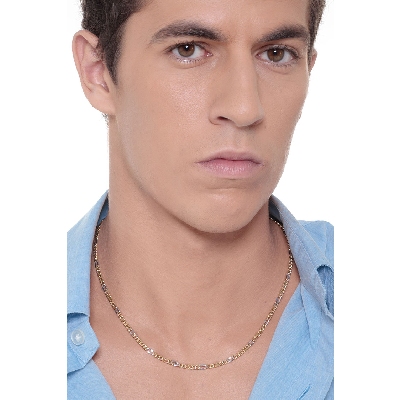 Cadena para hombre en oro amarillo y blanco de 18 kilates cm 50.