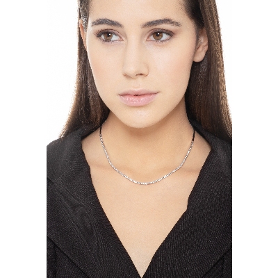 Collar tennis en oro blanco 18k con diamantes 0.01 ct