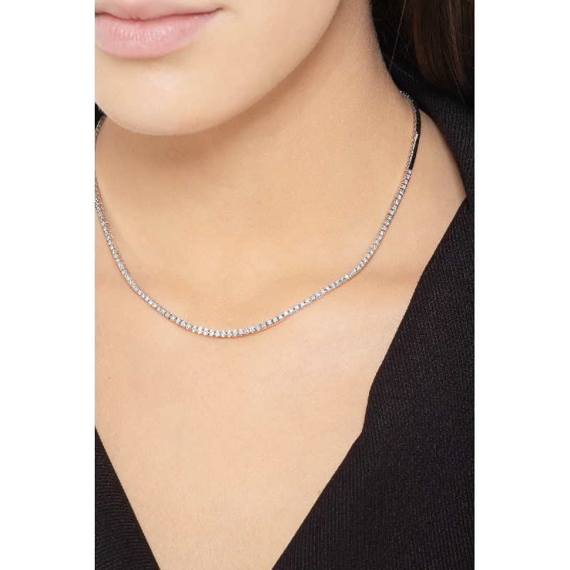 Collar tennis en oro blanco 18k con diamantes 0.01 ct