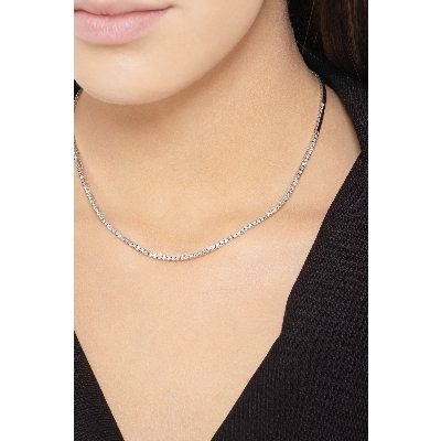 Collar tennis en oro blanco 18k con diamantes 0.01 ct