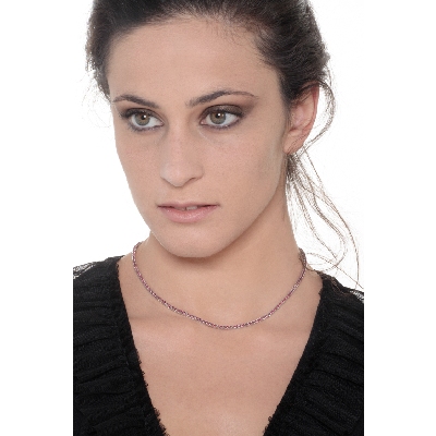 Collar rivière en oro blanco de 18 quilates con rubíes