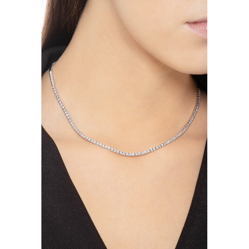 Collar tennis en oro blanco 18k con diamantes ct 0.02