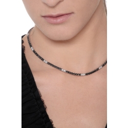 Collar de tenis en oro blanco 18 quilates con diamantes negros y blancos 2