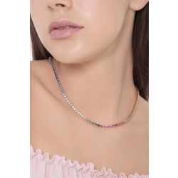 Collar tennis en oro amarillo de 18 quilates con zafiros multicolores 2