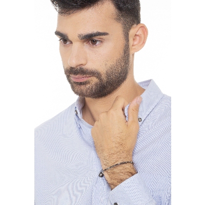 Pulsera Tennis en oro blanco de 18k con diamantes negros y blancos alternados