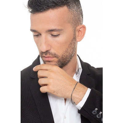 Pulsera Tennis en Oro Blanco 18k y Diamantes Negros