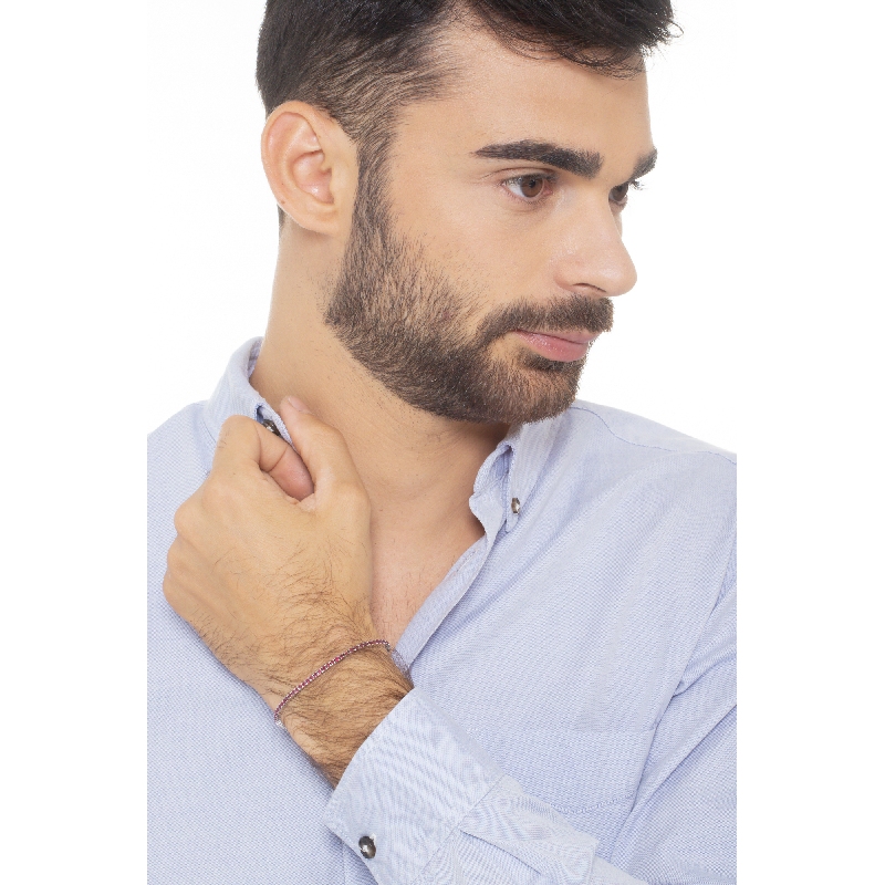 Pulsera Tennis fina en oro blanco de 18k con rubíes