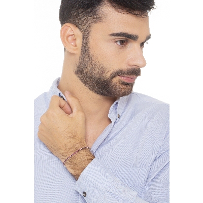 Pulsera Tennis fina en oro blanco de 18k con rubíes