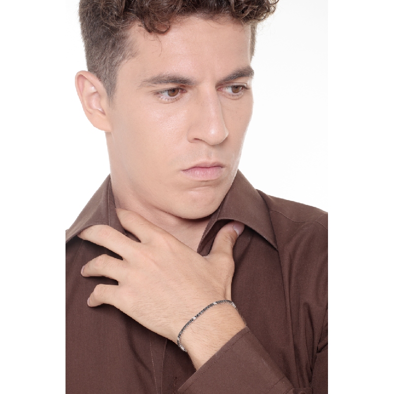 Pulsera tennis hilo oro blanco 18k con diamantes negros y diamantes