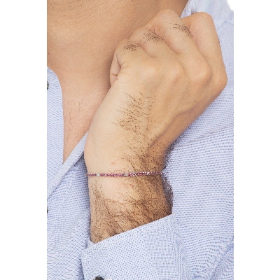 Pulsera Tennis en oro blanco de 18k con rubíes y diamantes