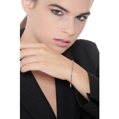 Pulsera Tennis en oro blanco de 18k con rubíes y diamantes