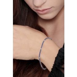 Pulsera Tennis en oro blanco de 18k con diamantes y zafiros azules 2
