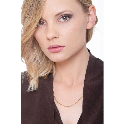 Collar con eslabones traversino en Oro Amarillo 18k de 49 cm