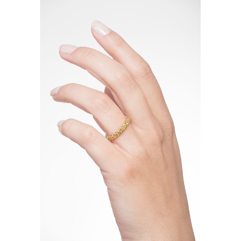 Anillo Eternity en Oro Amarillo 18k con Diamantes Amarillos