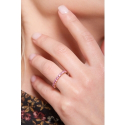 Anillo Eternity en oro rosa 18 quilates con zafiros rosas 2