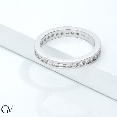 Anillo Eternity de Oro Blanco y Diamantes