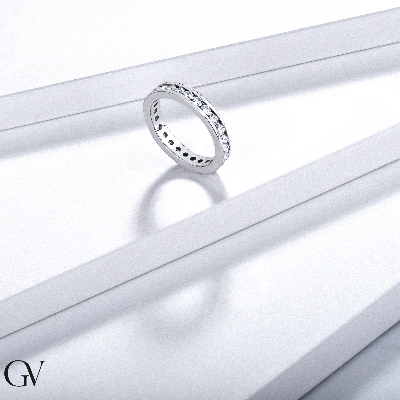 Anillo eternity oro blanco 18k con diamantes de 0,05 qt