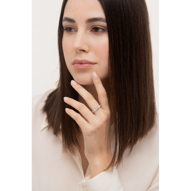 Anillo mujer Eternity riel en oro blanco 18k con diamantes Anillo mujer Eternity riel en oro blanco 18k con diamantes