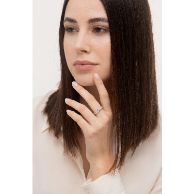 Anillo mujer Eternity riel en oro blanco 18k con diamantes