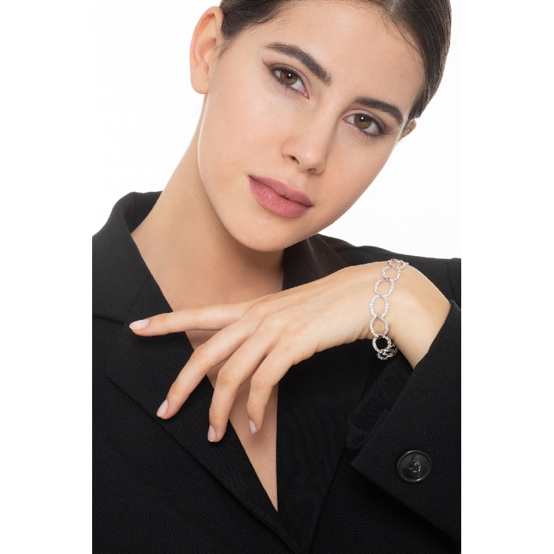 Pulsera de eslabones en oro blanco 18K con diamantes Pulsera de eslabones en oro blanco 18K con diamantes