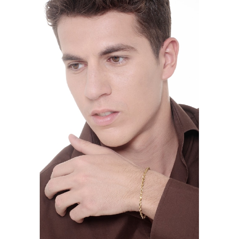 Pulsera en Oro Amarillo 18k con eslabones diamantados de 19 cm