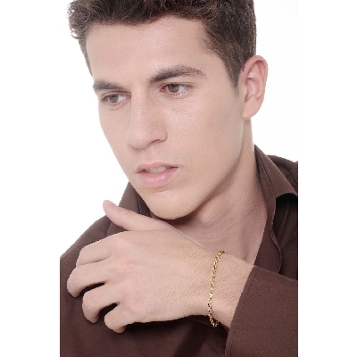 Pulsera en Oro Amarillo 18k con eslabones diamantados de 19 cm