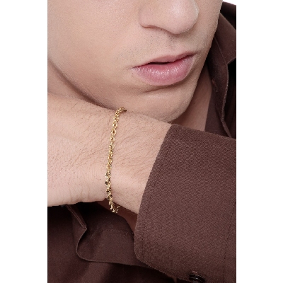 Pulsera en Oro Amarillo 18k con eslabones diamantados de 19 cm