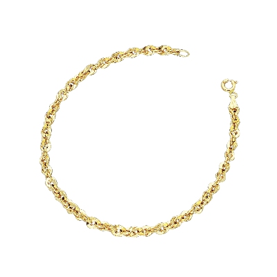 Pulsera en Oro Amarillo 18k con eslabones diamantados de 19 cm