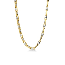 Collar en oro amarillo y blanco con motivos de tornillo