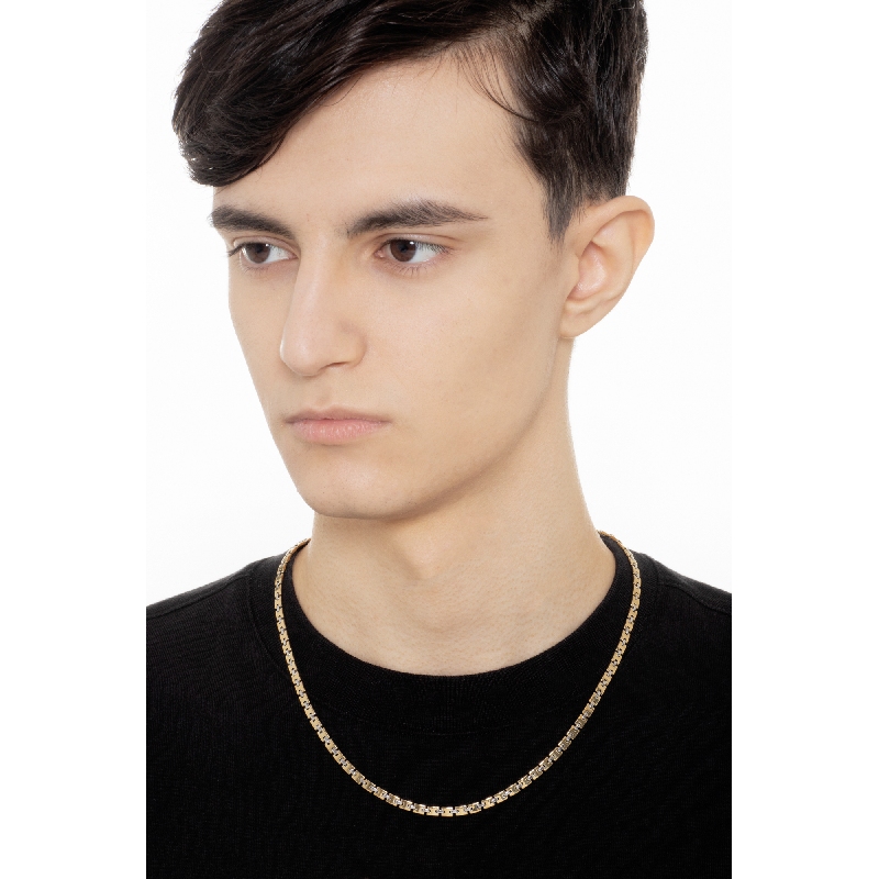 Collar para hombre en oro amarillo y blanco con eslabones cuadrados Collar para hombre en oro amarillo y blanco con eslabones cuadrados