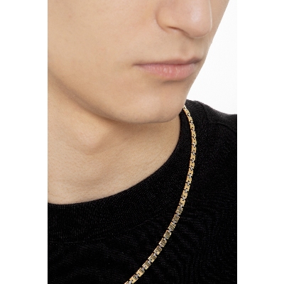 Collar para hombre en oro amarillo y blanco con eslabones cuadrados