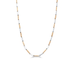 Collar con barras alternas en oro blanco y rosa 18k