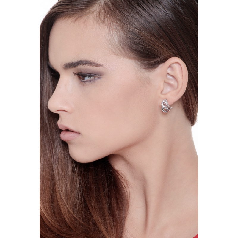 Pendientes tipo groumette en oro blanco de 18k con diamantes Pendientes tipo groumette en oro blanco de 18k con diamantes
