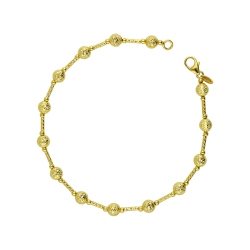 Pulsera en Oro Amarillo 18k con bolitas y barras 19.5 cm