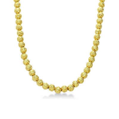 Cadena de bolitas diamantadas en oro amarillo 18k, 40 cm