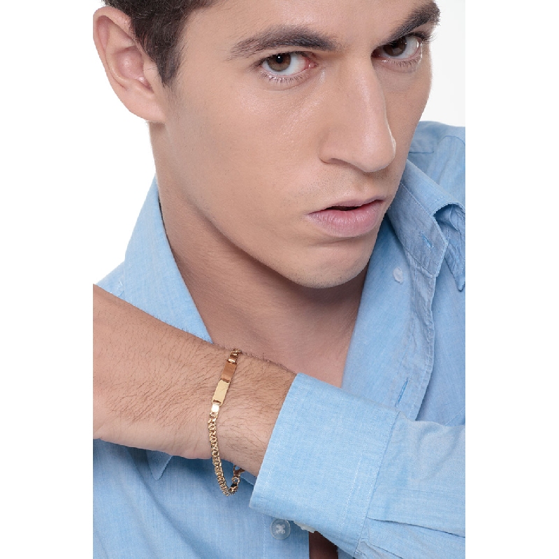 Pulsera con placa de oro amarillo de 18 quilates